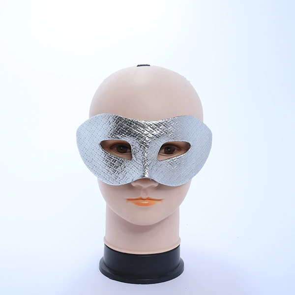 Shiny Silver Designed Leather Mask