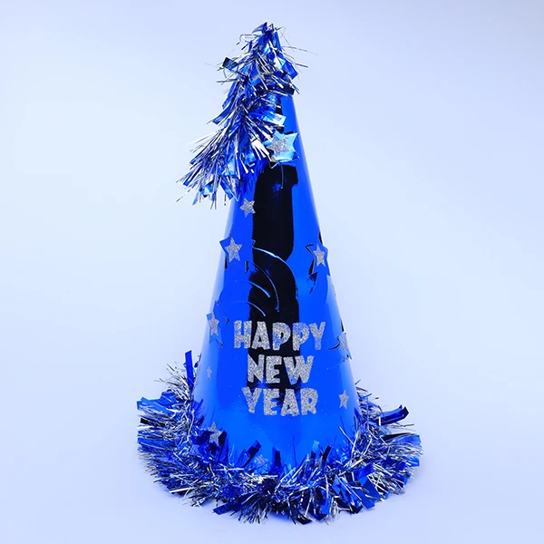 Blue Carton Cone Style Hat- Happy New Year