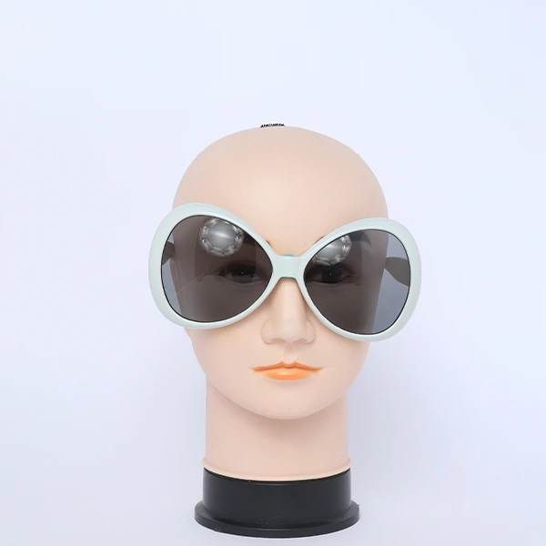 Big Novelty Plastic White Sunglasses - Black Round Shape PC