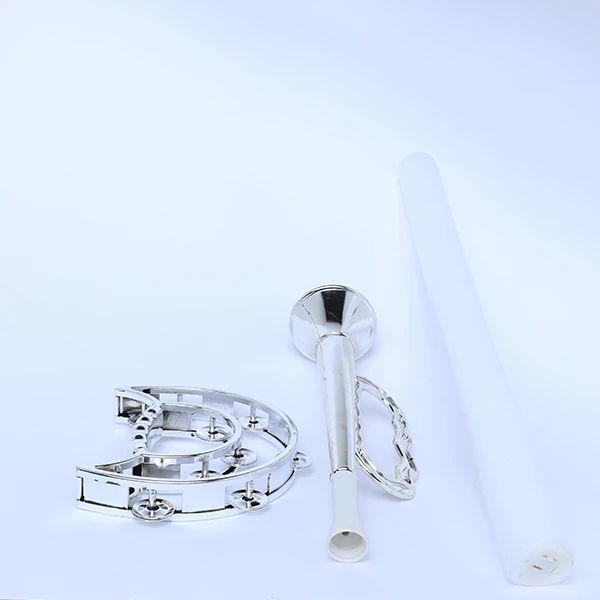 Set of 1 Big Silver Maracas and 1 Big Silver Trumpet and 1 Large Led Sponge - made of high quality Hard Plastic