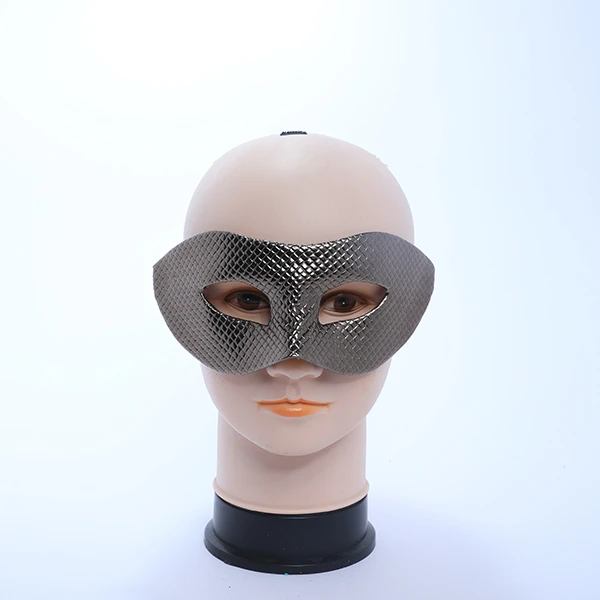 Shiny Silver Designed Leather Mask