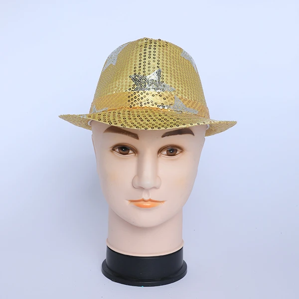 Gold Fabric designed with silver paillette stars Hat