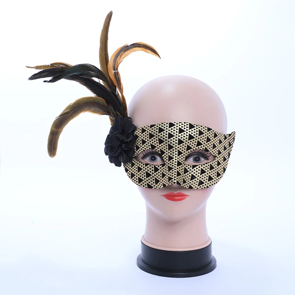 Gold & Blacktriangle Design Mask with side Feather