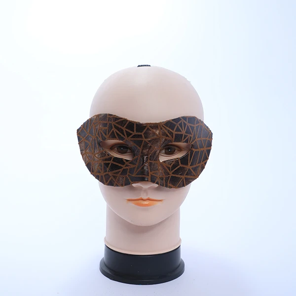 Dark Brown Leather with Brown Design Mask