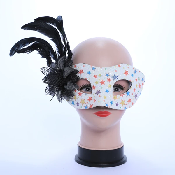 Shiny stars Mask with side feather