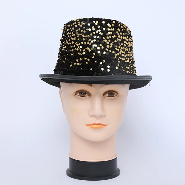 Short Lord Velvet Hat- Black& Gold Paillette