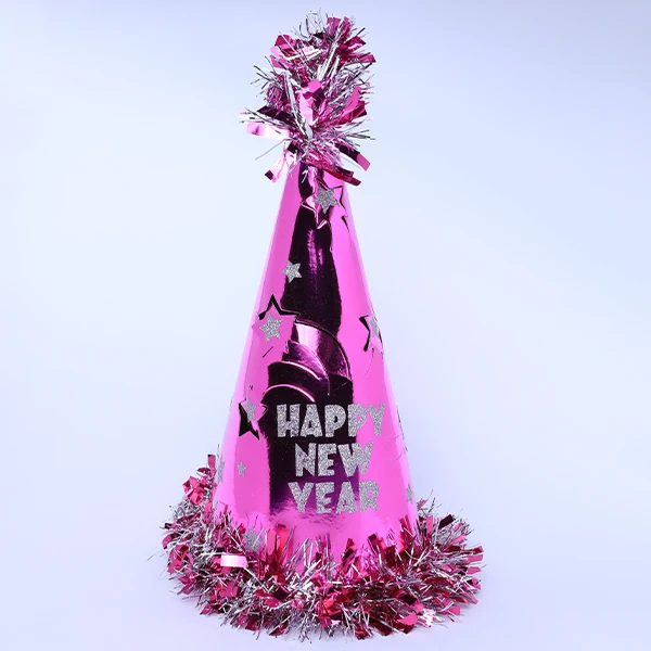 Pink Carton Cone Style Hat- Happy New Year