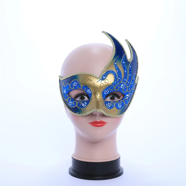 Blue & Gold Carnival Jester Masquerade Mask