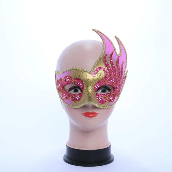 Pink & Gold Carnival Jester Masquerade Mask