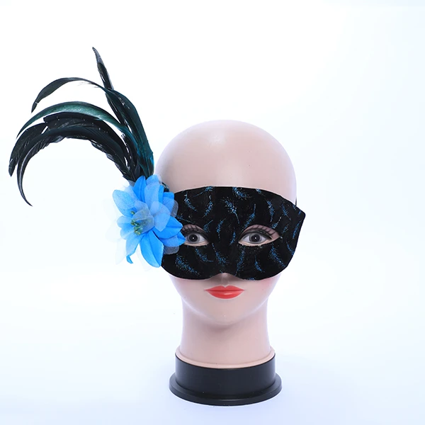 Black & Gold Mask with Side Feather