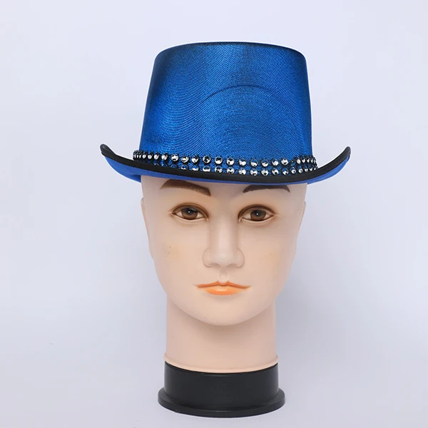 Shiny Silver and Blue Hat with Strasse Bond