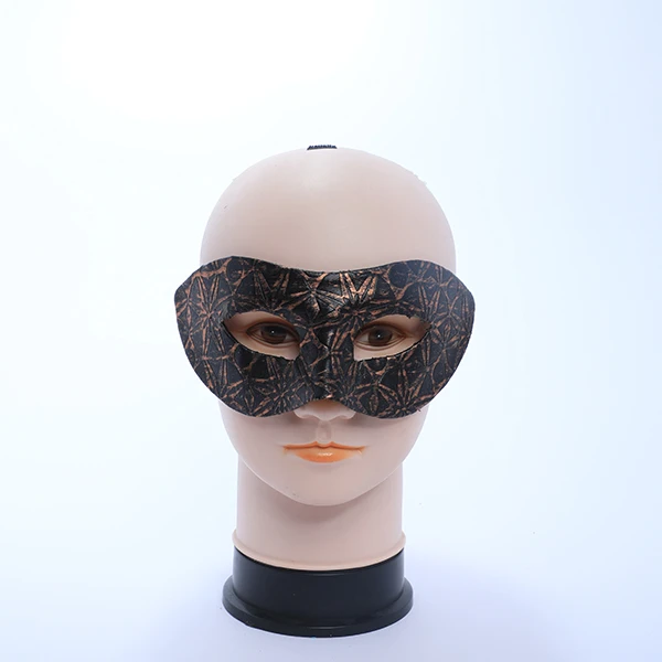 Black Leather with Bronze Design Mask