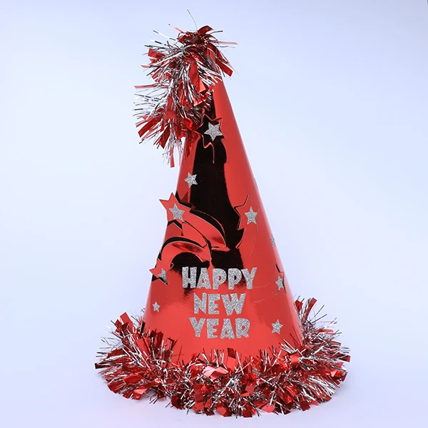 Red Carton Cone Style Hat- Happy New Year